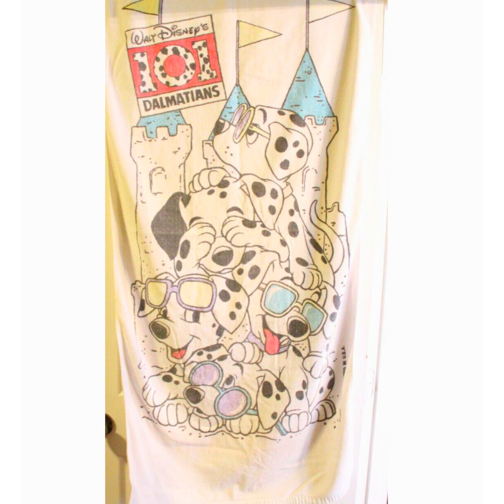 Vintage 90's 101 Dalmatians Franco Cotton Disney 27" x 55" Bath Beach Towel